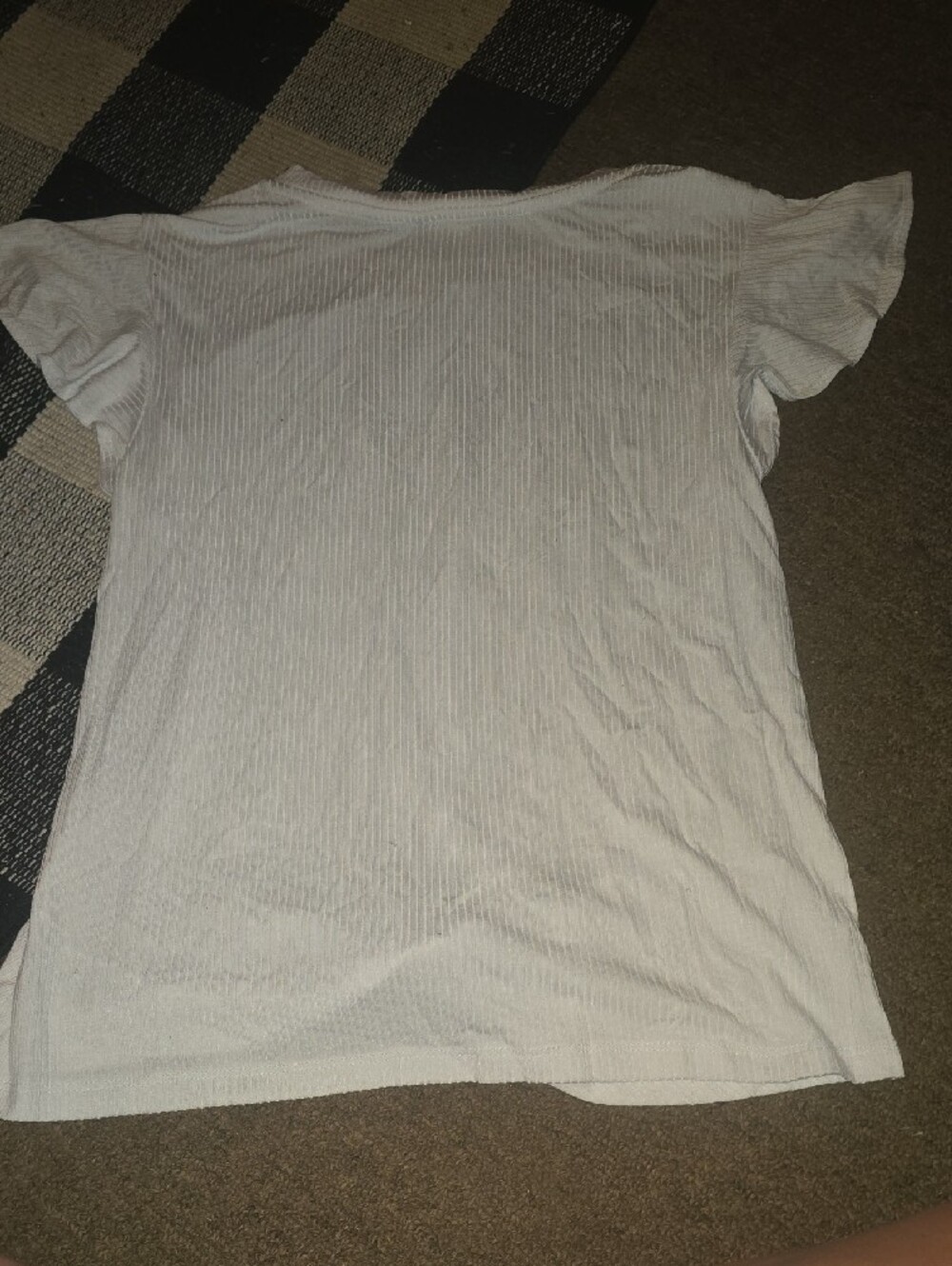 White Short Flutter Sleeve Twist Front Tee - Picture 3 of 3